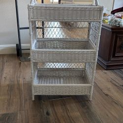 Rattan Wicker 3 Shelf Cabinet 