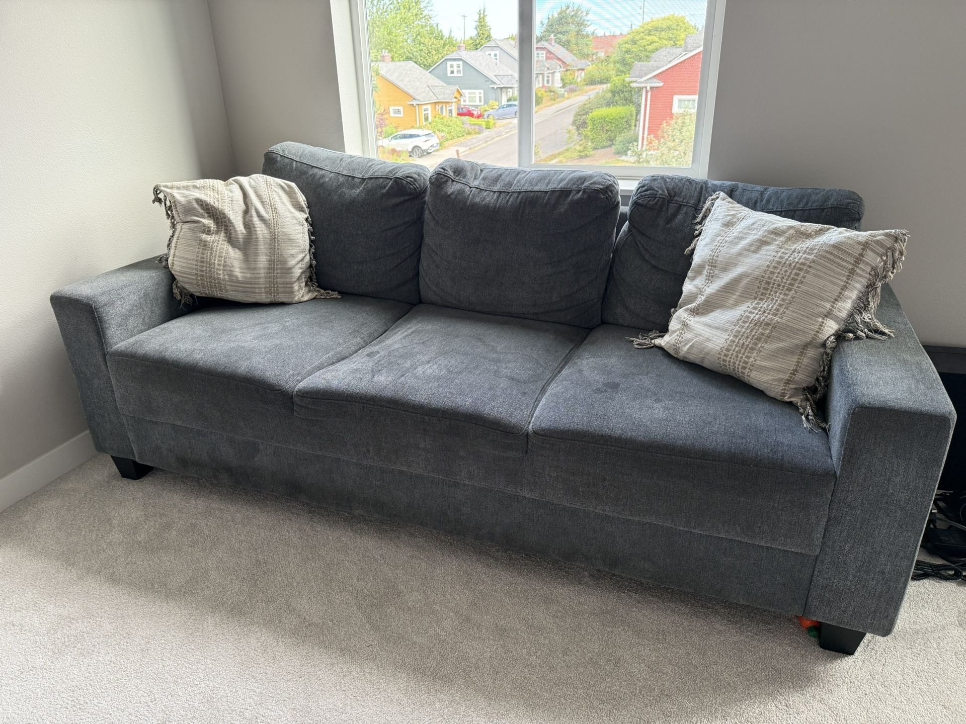 Blue Grey Sofa With Pillows