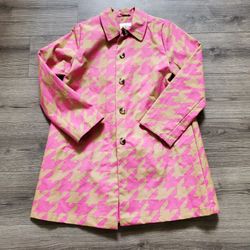 Isaac Mizrahi 20th Anniversary Houndstooth Long Coat Womens Medium 