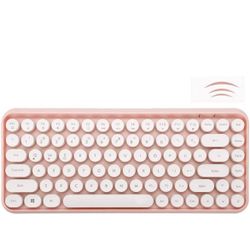 Wireless Bluetooth Keyboard, Mini Portable 84-Key Typewriter Retro Round Keycaps Keyboard,Compatible with Android, Windows, PC, Tablet-Dark, Perfer fo