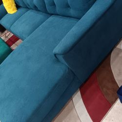 *Weekend Special*---Biscayne Cozy Blue Fabric Sectional Sofa W/Ottoman---Now $699---Delivery And Financing💪