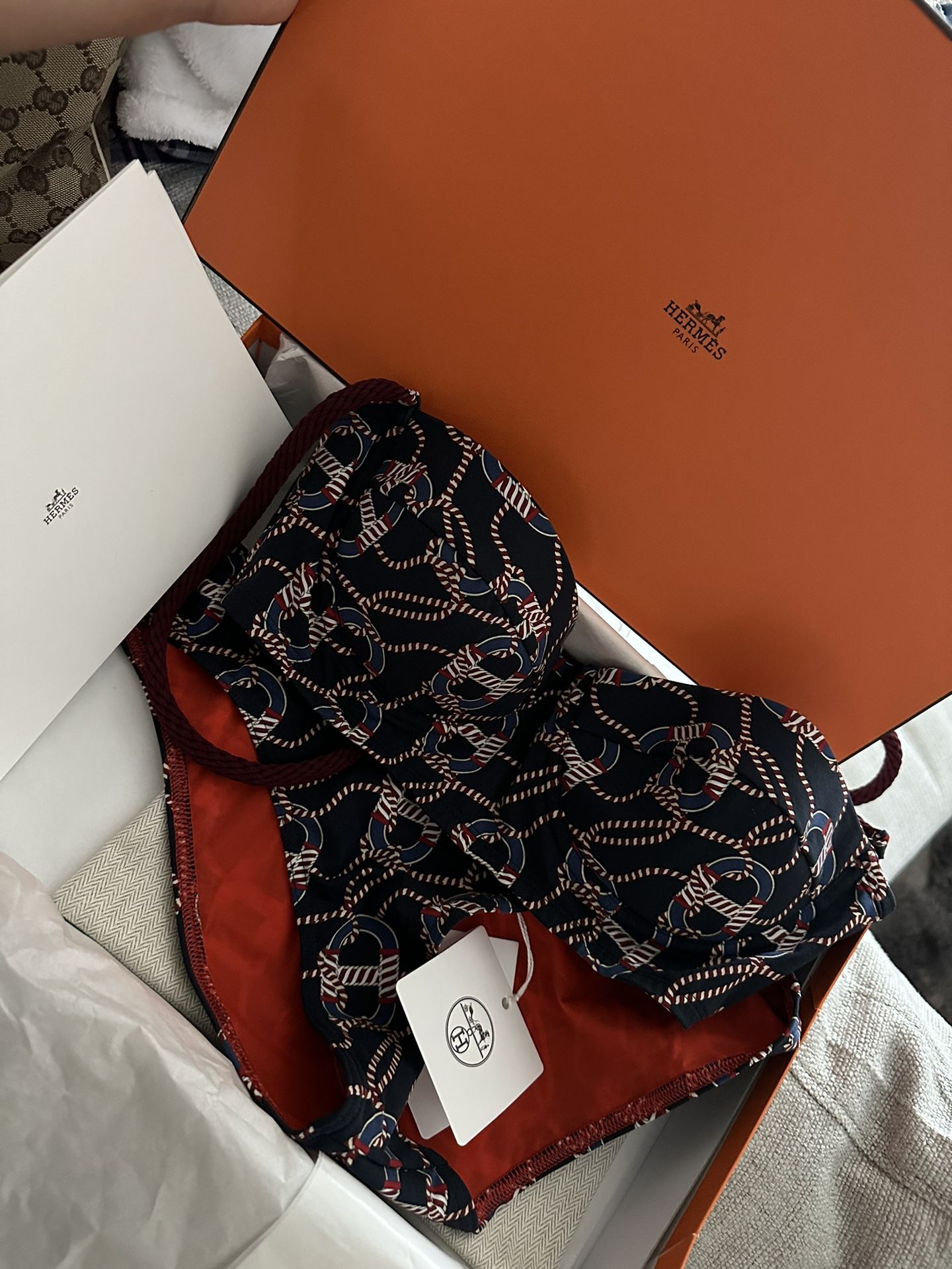  Used Authentic Gucci Bag And New Hermes Bathing Suit 
