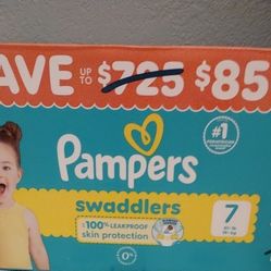 Brand New Pampers Swaddlers Size 7 Box Has 100 Diapers 