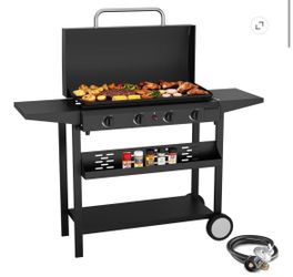 Gas Griddle - 4 Burner Flat Top - Outdoor Cooking BBQ - New
