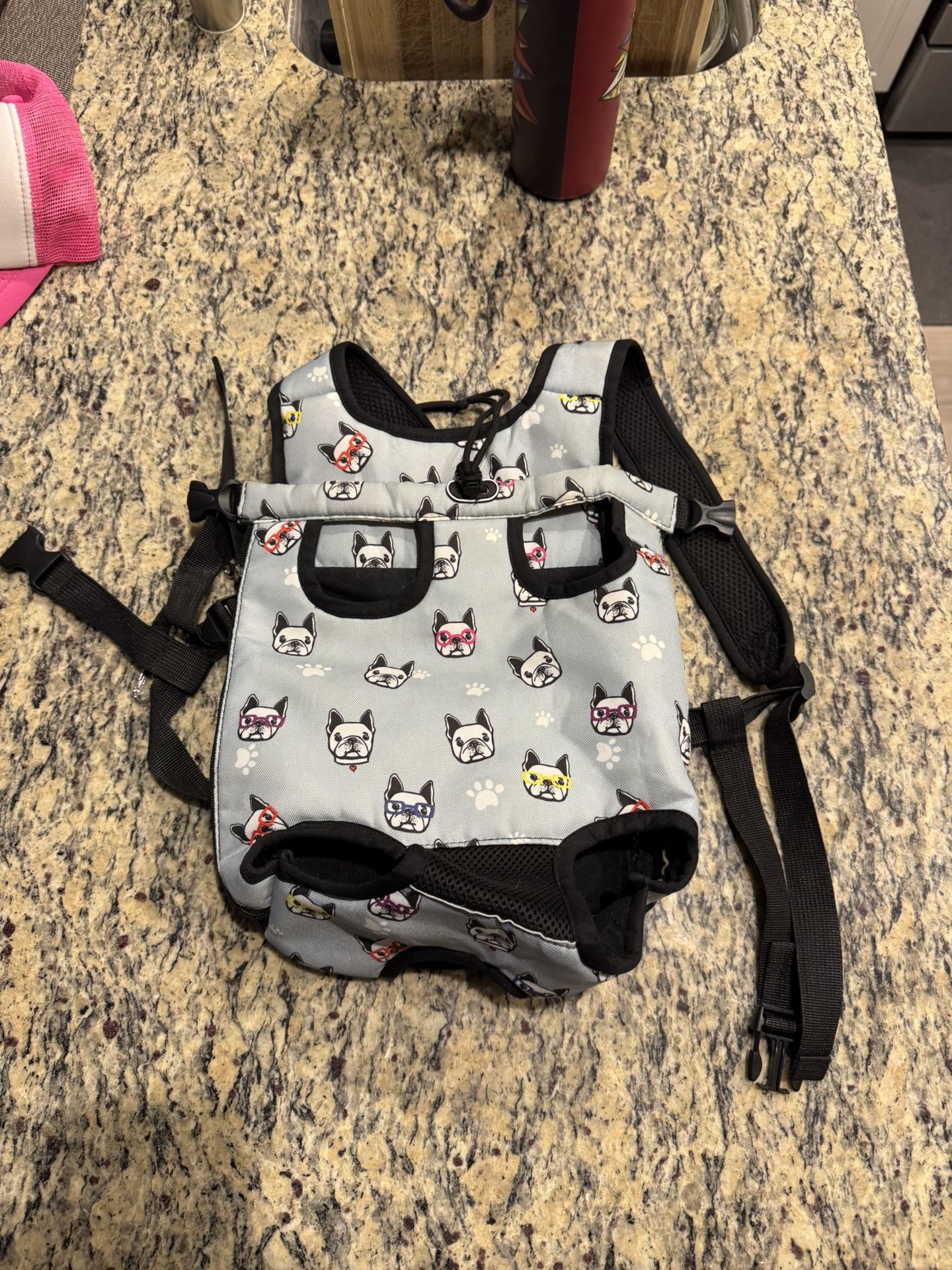 Small Dog Front Carrier Backpack – 11x13” French Bulldog Print Pet Sling