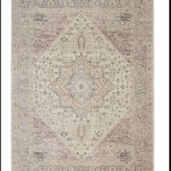 4ft X 6ft Nourison Tranquil Persian Ivory/Pink 4' x 6' Area -Rug, Easy -Cleaning, Non Shedding, Bed Room, Living Room, Dining Room, Kitchen Carpet