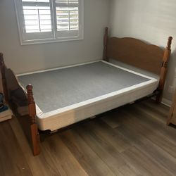 Wood Queen Bed Frame and Mattress/box 