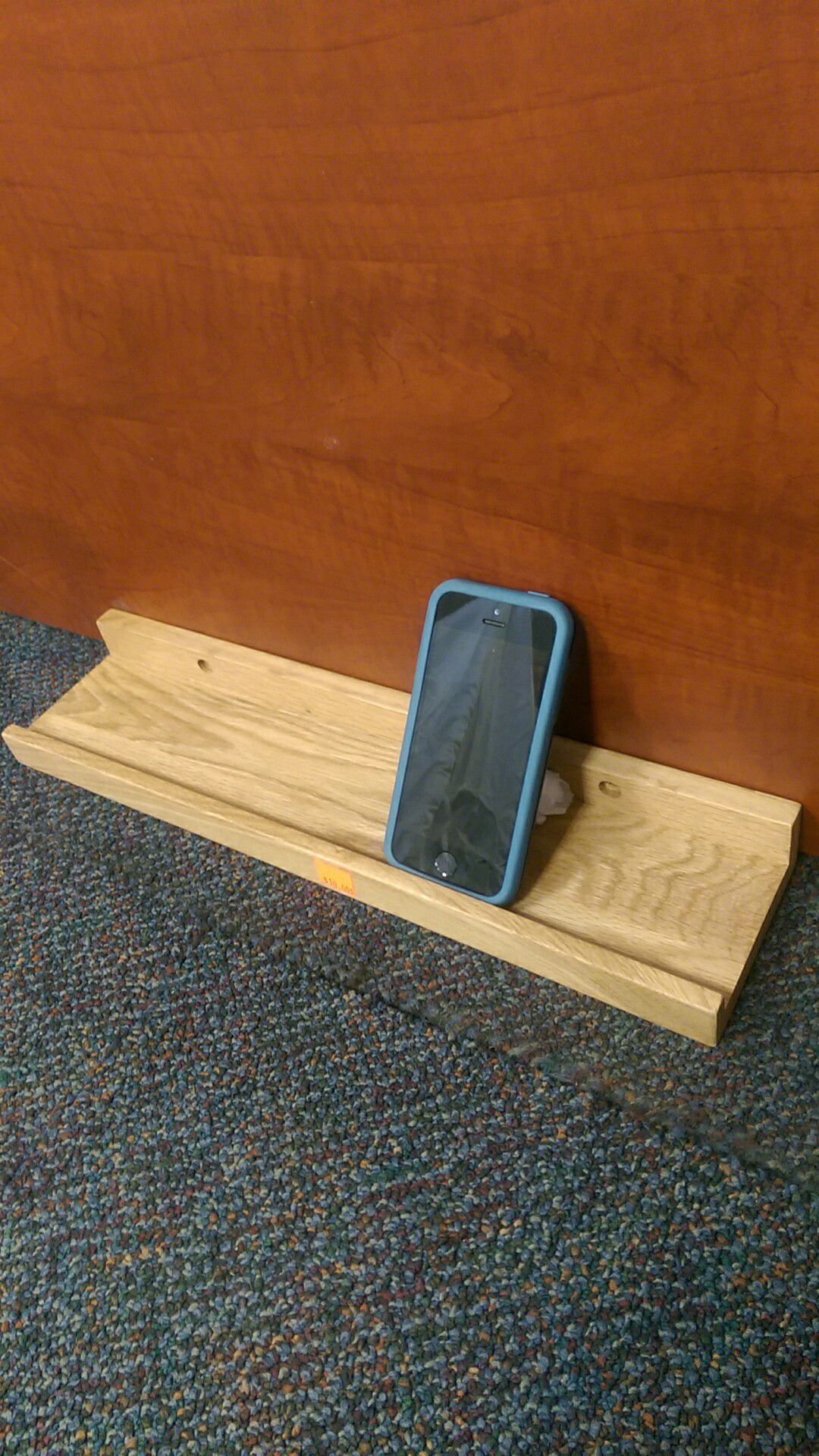 Small wooden shelf for phone charging