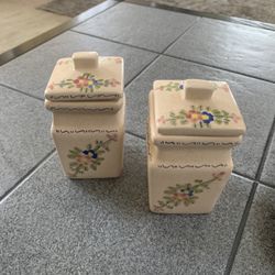 Antique mini porcelain cannisters