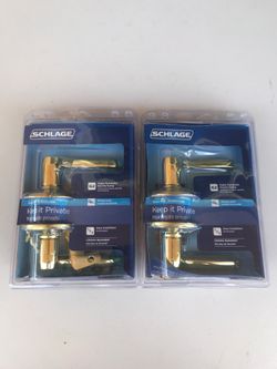 Set of 2 Schlage indoor privacy locks bright brass