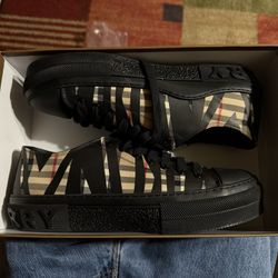 Burberry Sliced Check Cotton Sneakers
