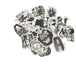 50 Black And White Halloween Scary Movie Vinyl Stickers