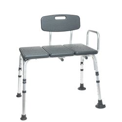 Durable Transfer Bench with Back Rest, Shower Bench, Black