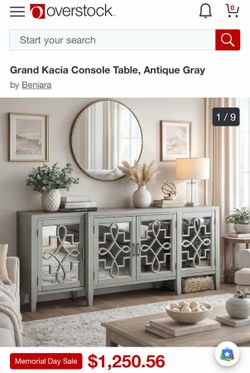 Console Table, Hutch, Cabinet in Antique Grey