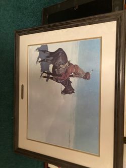 Beautiful picture Indian on a horse smoke free environment Framed and matted