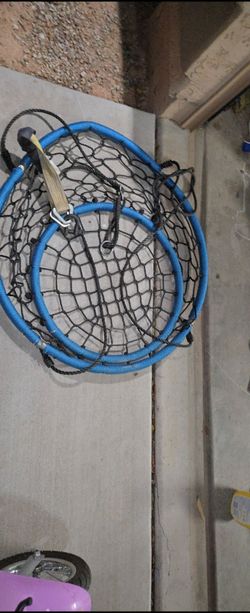 Outdoor Web Saucer Swing – Blue Frame & Hanging Straps