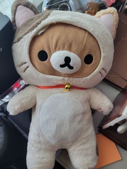 San-X Rilakkuma 15” Plush Brown Teddy Bear Calico Cat Costume Stuffed Animal