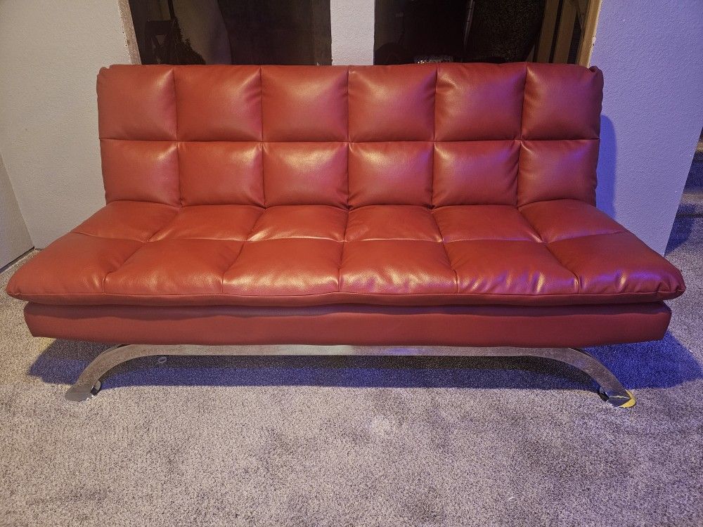 RED LEATHER FUTON