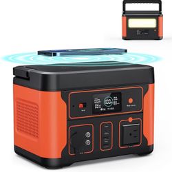 Solar Generator Backup 550Wh LiFePO4 Battery Pack with 110V AC Outlet, Pure Sine Wave Powerhouse with LED Light for RV Camping Fishing Home Emergency