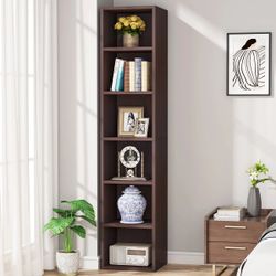 Modern 6-Tier Corner Bookshelf – Walnut | 2 Available