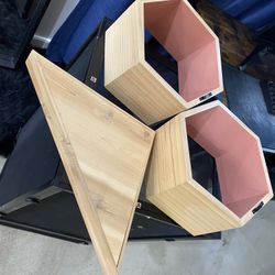 Pink Wood Geometric Shelves