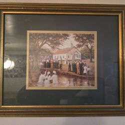Gold Framed Black Country Baptism Religious Art Painting Wall Art Decor
