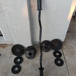 Olympia curl bar and weights