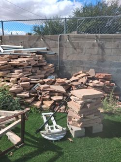 Large Lot of Red Sandstone Flagstone Pavers