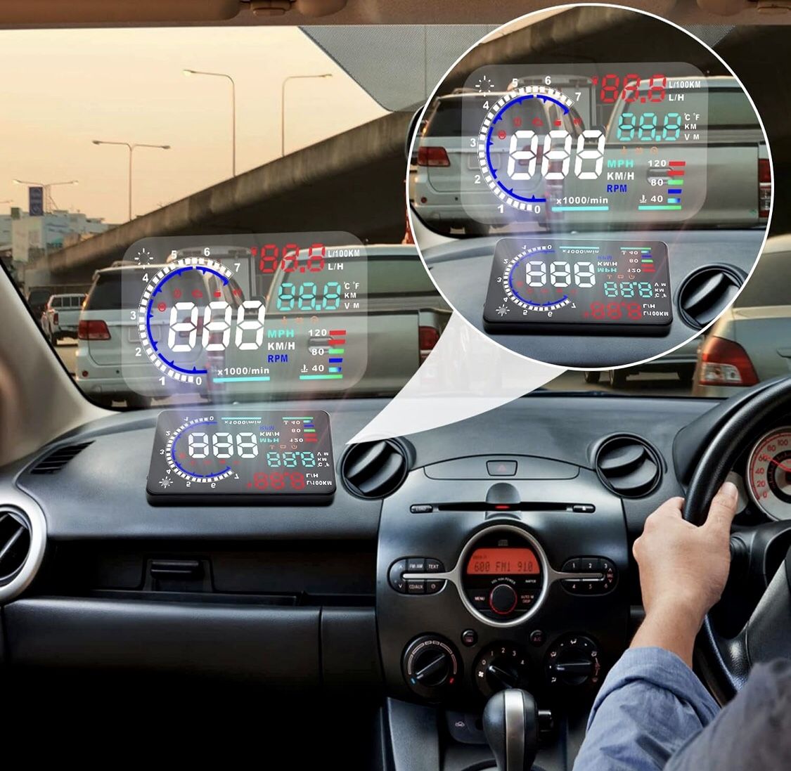 Vehicles Display, 5.5" Dash Screen Projector