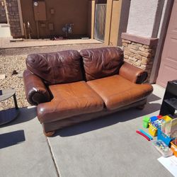 Leather loveseat