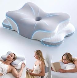 Ultra Pain Relief Cervical Neck Pillow for Sleeping, 5X Support Ergonomic Contour Pillow for Deep Sleep, Cooling Memory Foam Pillows for Adults, Ortho