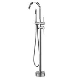 CASAINC Brushed Nickel 2-handle Freestanding Swivel Bathtub Faucet with Hand Shower