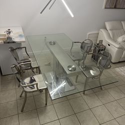 Luxury Glass steel dinner table