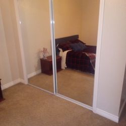 60x80 White Mirror Panel Sliding Doors