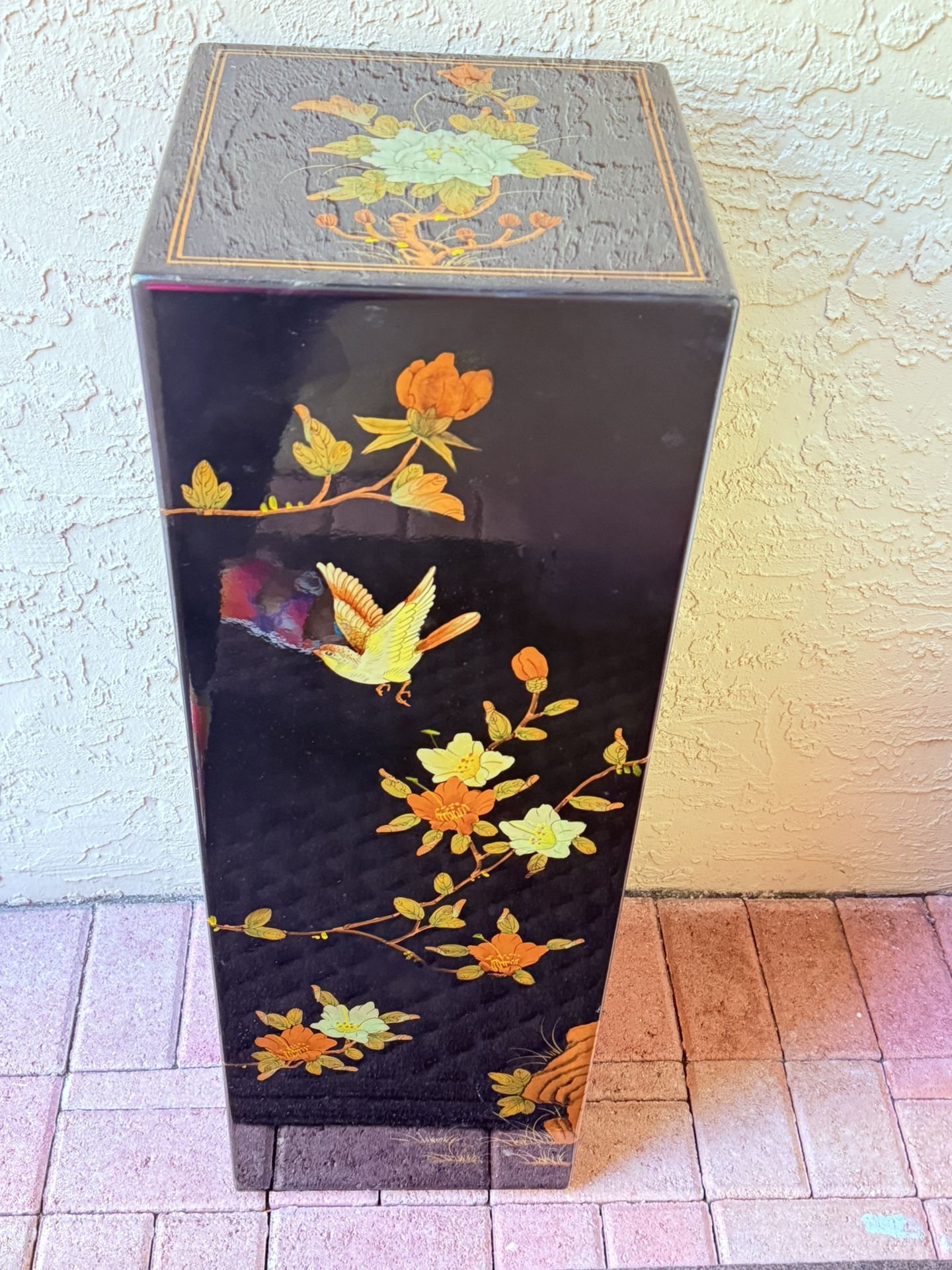 Black Lacquered Chinese Pedestal