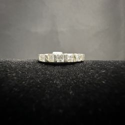 5 Stone Wedding Band Ring  .925 Sterling Silver