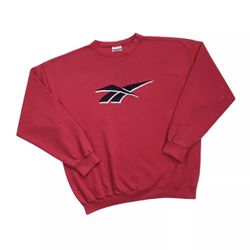 VINTAGE REEBOK SWEATSHIRT LARGE L MENS RED CREWNECK PULLOVER SHAQ IVERSON LOGO