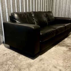 IKEA COUCH black Leather Three Seater 