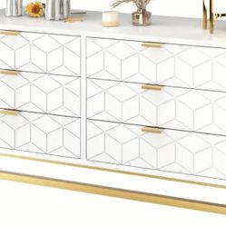 6 Drawer Dresser With Gold Handles 