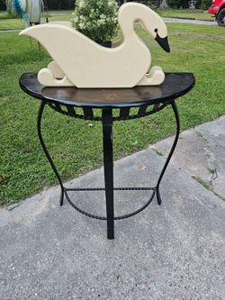 Metal/ Top Wood Side entry Table