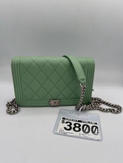 Chanel Boy Wallet on Chain Green Quilted Handbag