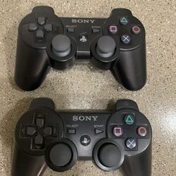 Two Authentic Sony Playstation 3 PS3 Genuine OEM Dualshock Ps3 Black Controllers