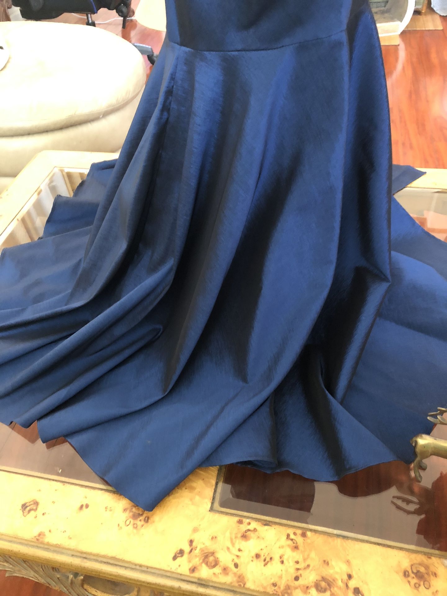 Beautiful Dress From Macy’s  Blue Sz. 8 Strapless  Mermaid  Stretch Sz. 8 