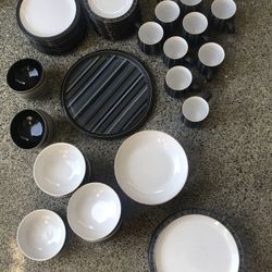 Denby England Jet Stripes Dinnerware - 65 Pieces