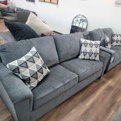 New Sofa And Loveseat In Smoke , Pillows Included 