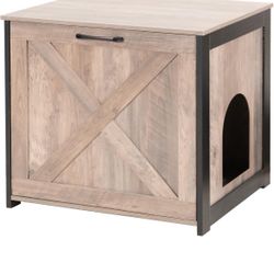 DWANTON Cat Litter Box Furniture Hidden, Cat Litter Box Enclosure, Reversible Entrance Can Be on Left or Right Side, Indoor Cat Box Cabinet, Wooden Ca