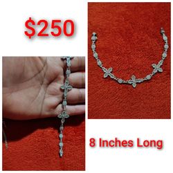 925 Sterling Silver Women's Bracelet/Brasalete De  Cruces De Plata 925 Para Dama
