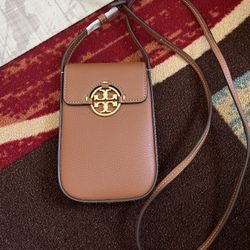 NEW Tory Burch Miller Phone Crossbody Bag (Light Umber)