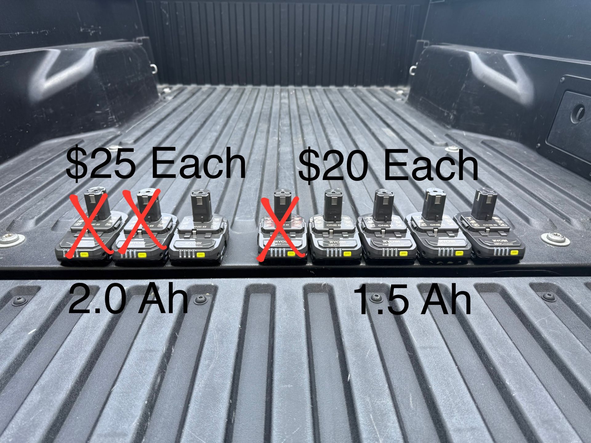 RYOBI 18V 2Ah & 1.5Ah Batteries **See Photo/Description For Pricing**