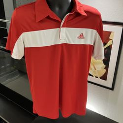 Adidas Men's Tennis Polo Shirt - Large Red White - Lightly Used